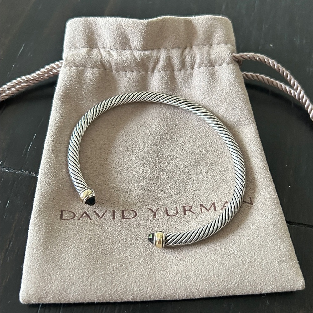 David Yurman Cable Classic Bracelet w/18 K Gold & Black Onyx